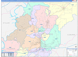 Anniston-Oxford-Jacksonville Metro Area Wall Map Color Cast Style 2026
